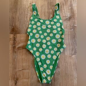 NWT Aerie Green Daisy Print One Piece Swimsuit